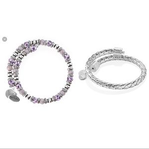 ALEX AND ANI PURPLE FLORAL & SILVER LEATHER WRAP